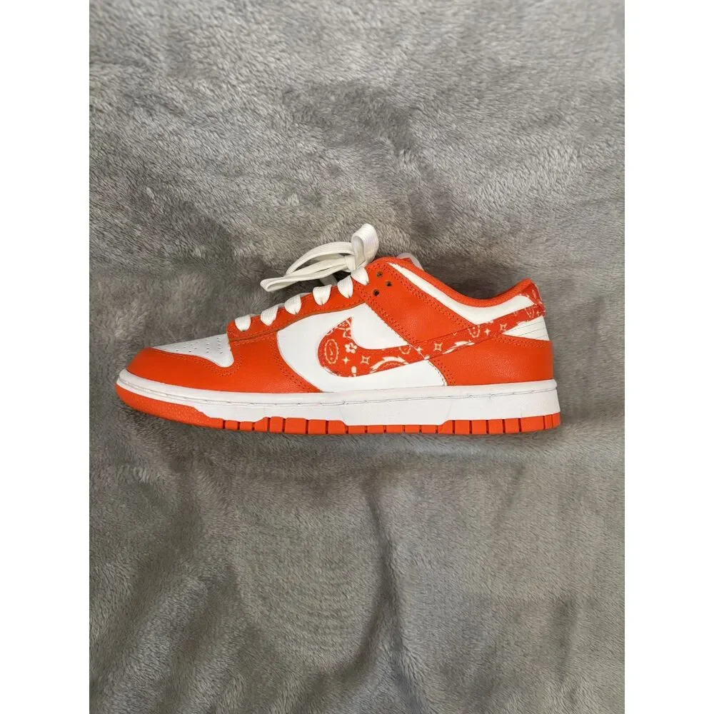 Nike Dunk Low Orange Paisley Color Block Sneakers Size 8W Retro Basketball 80s - Picture 3 of 11